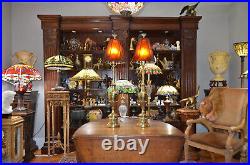 Pair Vintage Stiffel Tall Brass Hollywood Regency Buffet Table Lamps No Shades