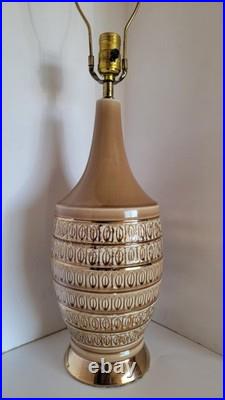 Pair Vtg Mid Century Modern Cocoa Brown & Gold all Ceramic Table Lamps Pair Vtg Mid Century Modern Cocoa Brown & Gold all Ceramic Table Lamps