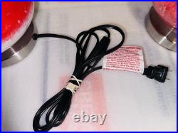 Pair of Anchor Hocking Mid Century Red Hand Blown Glass Table Lamps With Shades