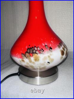 Pair of Anchor Hocking Mid Century Red Hand Blown Glass Table Lamps With Shades Pair of Anchor Hocking Mid Century Red Hand Blown Glass Table Lamps With Shades