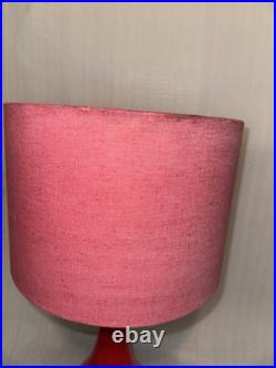 Pair of Anchor Hocking Mid Century Red Hand Blown Glass Table Lamps With Shades