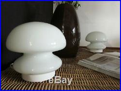 Pair of Italian vintage space age Murano white glass table lamp