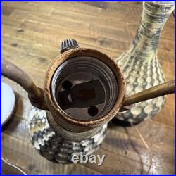 Pair of MCM Chalk Ware Lamps, Vintage, 23-inch, Wavy Rippled Motif (Stain on 1)