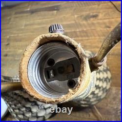 Pair of MCM Chalk Ware Lamps, Vintage, 23-inch, Wavy Rippled Motif (Stain on 1)