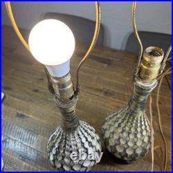 Pair of MCM Chalk Ware Lamps, Vintage, 23-inch, Wavy Rippled Motif (Stain on 1)