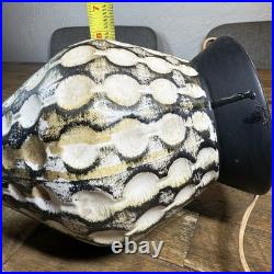 Pair of MCM Chalk Ware Lamps, Vintage, 23-inch, Wavy Rippled Motif (Stain on 1)