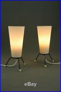 Pair of Small Tripod Lamps Mid Century Modernist Bauhaus Vintage 1950s 60s 70s