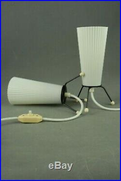 Pair of Small Tripod Lamps Mid Century Modernist Bauhaus Vintage 1950s 60s 70s