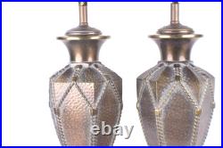 Pair of Vintage 1960s Ornate Hammered Brass Table Lamps