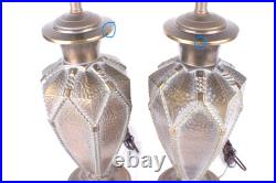 Pair of Vintage 1960s Ornate Hammered Brass Table Lamps