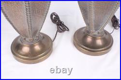 Pair of Vintage 1960s Ornate Hammered Brass Table Lamps