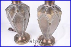 Pair of Vintage 1960s Ornate Hammered Brass Table Lamps