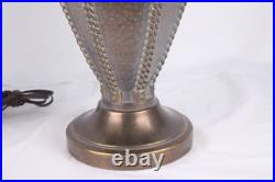 Pair of Vintage 1960s Ornate Hammered Brass Table Lamps