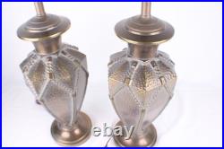 Pair of Vintage 1960s Ornate Hammered Brass Table Lamps