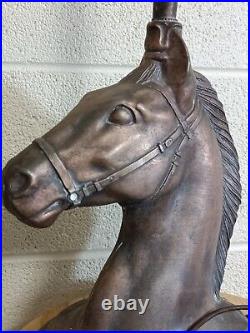 Pair of Vintage Equestrian Horse Head Table Lamps Bronze Finish, Classic Decor