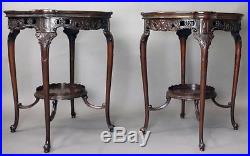 Pair of Vintage French Style Floral Carved and Pierced Mahogany Lamp Stands