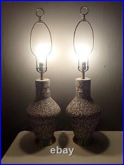 Pair of Vintage Matching MCM Splatter Finish Table Lamps