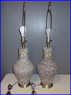 Pair of Vintage Matching MCM Splatter Finish Table Lamps