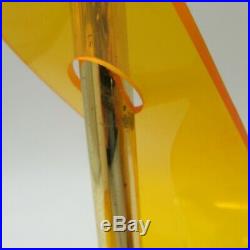 Pair of Vintage Metal and Bent Yellow Acrylic Mid Century Modern Table Lamps