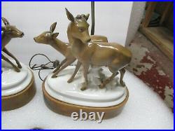 Pair of Vintage Porcelain Deer Lamps Moriyama