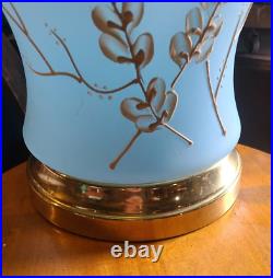 Pair of Vintage Semi-transparent Blue glass table Lamp MCM Inner light