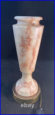 Pair of vintage urn shaped alabaster mantle lamps 11 Tall