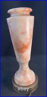 Pair of vintage urn shaped alabaster mantle lamps 11 Tall