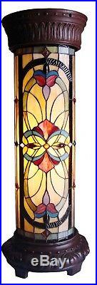 Pedestal Lamp 1 Light Victorian Tiffany Vintage Style Stained Glass 30H x 10D