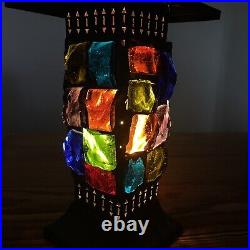 Peter Marsh Nader Brutalist Chunky Rock Multi-Color Glass Black Metal Table Lamp