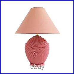 Pink 80s Glass Table Lamp Midcentury Modern Vintage Retro Hollywood Regency