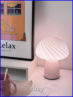 Pink Italian Vintage Murano Mushroom Glass Lamp Halloween Decor Bedside Light