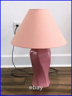 Post Modern Vintage Pink Ceramic Table Lamp with Original Lampshade