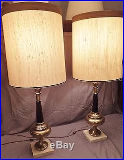 Pr. Vintage Stiffel Lamps Brass Balluster, Hollywood Regency Parzinger Eames
