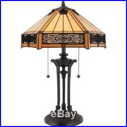 Quoizel 2 Light Indus Tiffany Table Lamp in Vintage Bronze TF6669VB