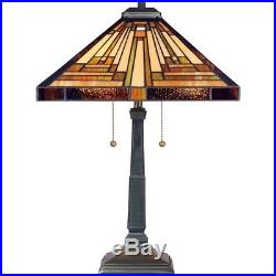 Quoizel 2 Light Stephen Tiffany Table Lamp in Vintage Bronze TF885T