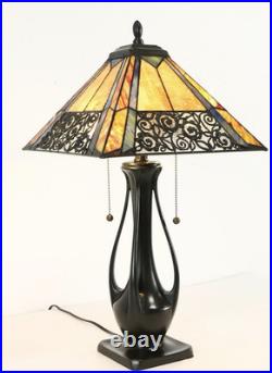 Quoizel 2-Light Vintage Table Lamp 26 Tall Heavy Base Stained Glass Ready