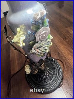 RARE Antique 1925 Art Deco Table Lamp ALMCO Lamp Brass Flowers & Porcelain Body