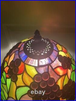 RARE COLORS-WELL CRAFTED-VIBRANT-vintage tiffany style stained glass table lamp