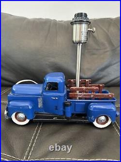 RARE Pottery Barn Classic Blue Vintage Ford Style Pick Up Truck Metal Table Lamp