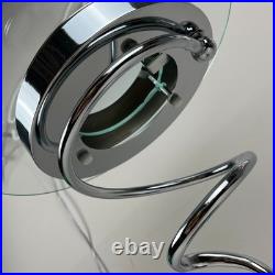 RARE Vintage Postmodern Memphis Style Spiral Satellite Space Chrome Lamp Table