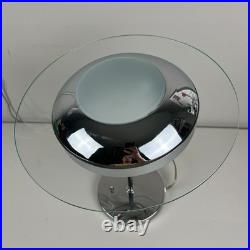 RARE Vintage Postmodern Memphis Style Spiral Satellite Space Chrome Lamp Table