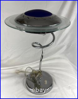 RARE! Vintage Postmodern Memphis Style Spiral Satellite Space Chrome Lamp by H&H