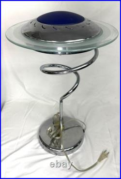 RARE! Vintage Postmodern Memphis Style Spiral Satellite Space Chrome Lamp by H&H