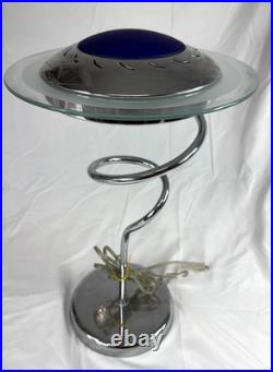RARE! Vintage Postmodern Memphis Style Spiral Satellite Space Chrome Lamp by H&H