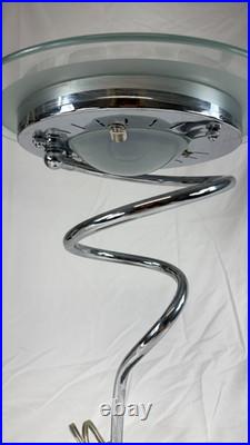 RARE! Vintage Postmodern Memphis Style Spiral Satellite Space Chrome Lamp by H&H