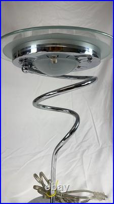 RARE! Vintage Postmodern Memphis Style Spiral Satellite Space Chrome Lamp by H&H