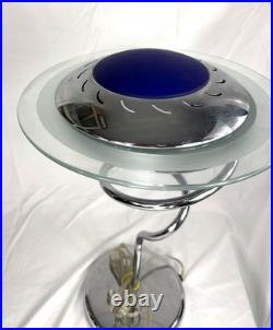 RARE! Vintage Postmodern Memphis Style Spiral Satellite Space Chrome Lamp by H&H