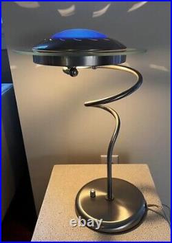 RARE Vintage Postmodern Memphis style Spiral satellite Space Chrome Table Lamp