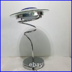 RARE Vintage Postmodern Memphis style Spiral satellite Space Chrome Table Lamp