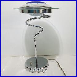 RARE Vintage Postmodern Memphis style Spiral satellite Space Chrome Table Lamp